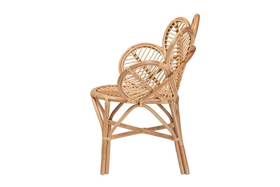 bali & pari Eliava Modern Bohemian Natural Rattan Flower Accent Chair FredCo