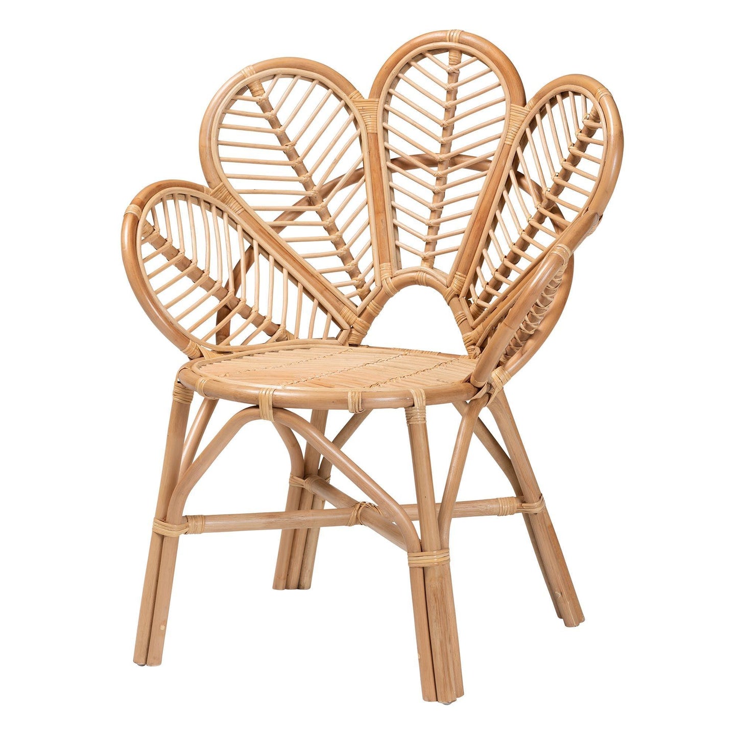 bali & pari Eliava Modern Bohemian Natural Rattan Flower Accent Chair FredCo