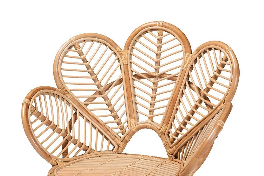 bali & pari Eliava Modern Bohemian Natural Rattan Flower Accent Chair FredCo