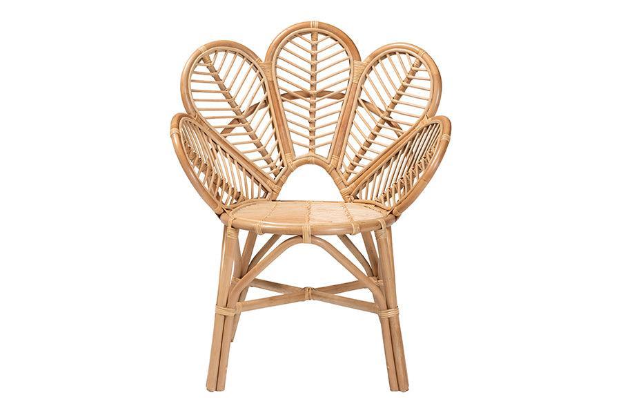 bali & pari Eliava Modern Bohemian Natural Rattan Flower Accent Chair FredCo