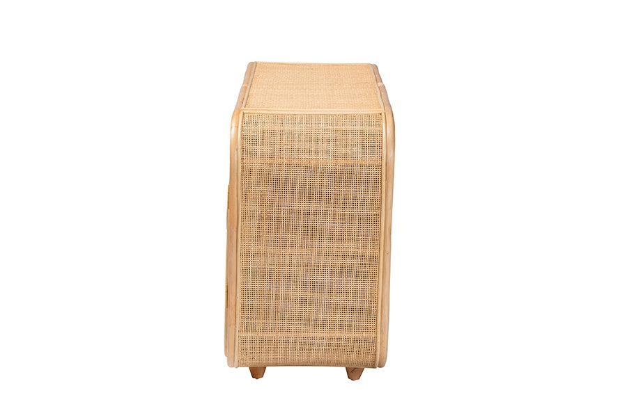 bali & pari Evania Bohemian Natural Rattan 3-Door Storage Cabinet FredCo