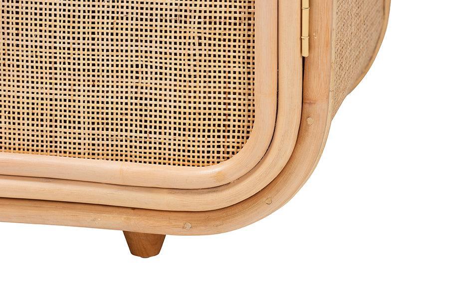bali & pari Evania Bohemian Natural Rattan 3-Door Storage Cabinet FredCo