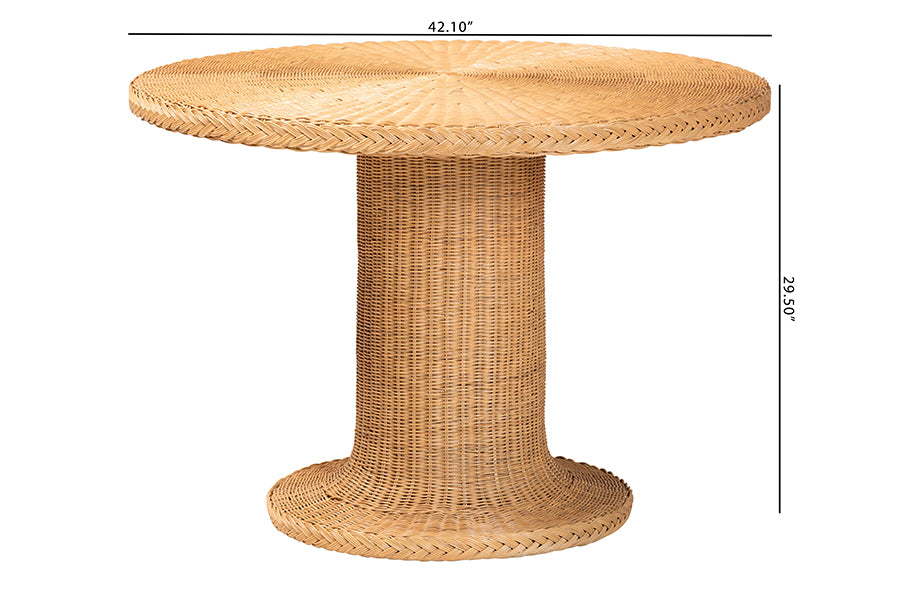 bali & pari Farrow Bohemian Braided Light Honey Rattan Dining Table FredCo