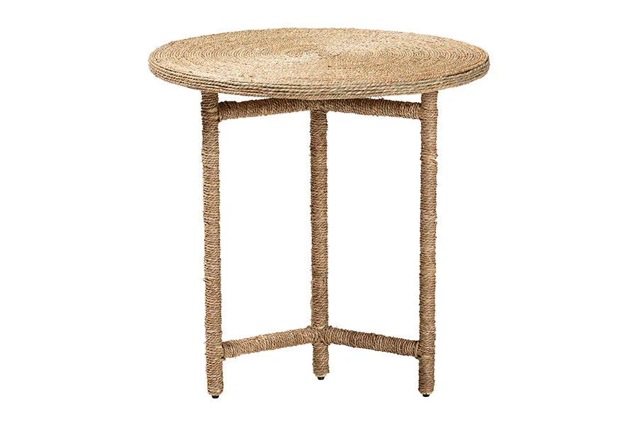bali & pari Fumito Handwoven Seagrass End Table - Round Boho Side Table with Wrapped Frame, Handmade Coastal Décor for Living Room or Sun Room FredCo