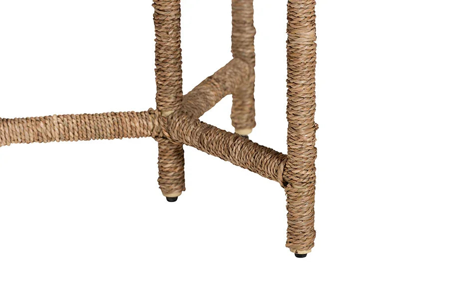 bali & pari Fumito Handwoven Seagrass End Table - Round Boho Side Table with Wrapped Frame, Handmade Coastal Décor for Living Room or Sun Room FredCo