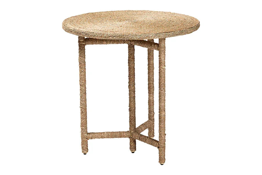 bali & pari Fumito Handwoven Seagrass End Table - Round Boho Side Table with Wrapped Frame, Handmade Coastal Décor for Living Room or Sun Room FredCo