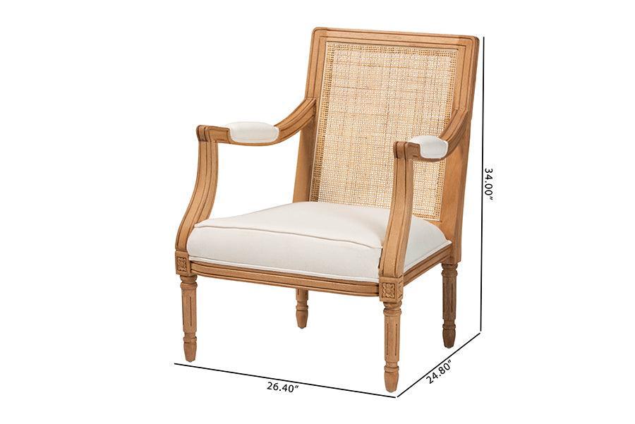 bali & pari Garridan Traditional French Beige Fabric and Honey Oak Finished Wood Accent Chair FredCo