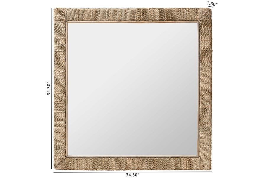 bali & pari Geralyn Japandi Natural Seagrass Square Wall Mirror FredCo
