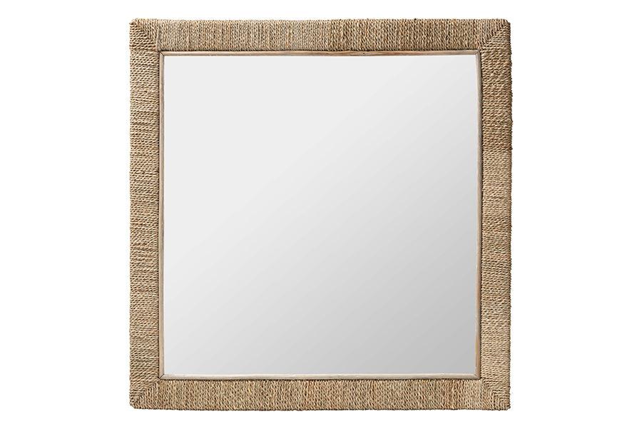 bali & pari Geralyn Japandi Natural Seagrass Square Wall Mirror FredCo