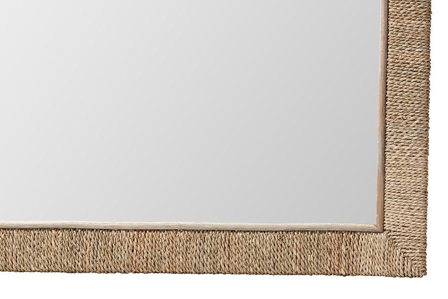 bali & pari Geralyn Japandi Natural Seagrass Square Wall Mirror FredCo