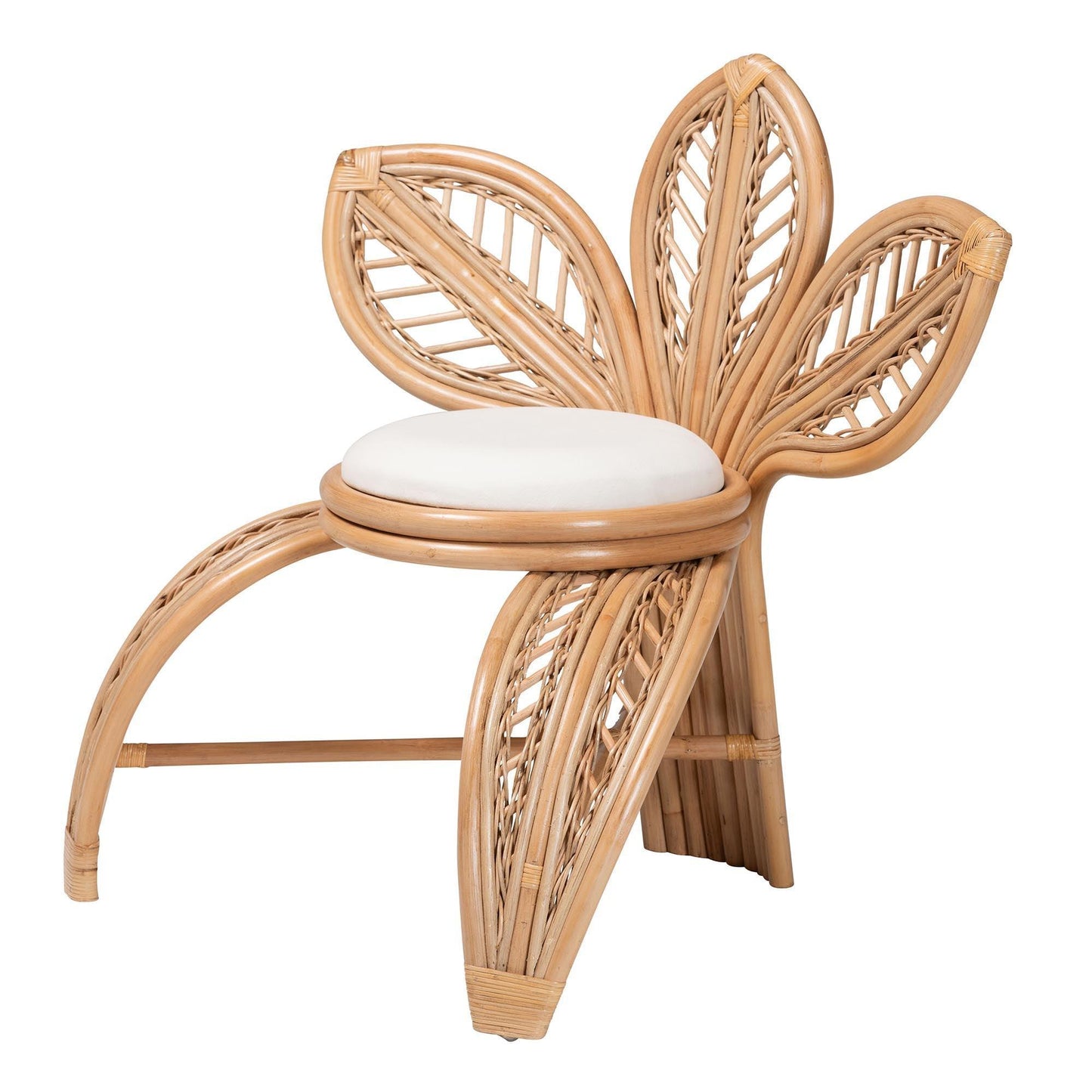 bali & pari Gresham Modern Bohemian Natural Rattan Leaf Accent Chair FredCo