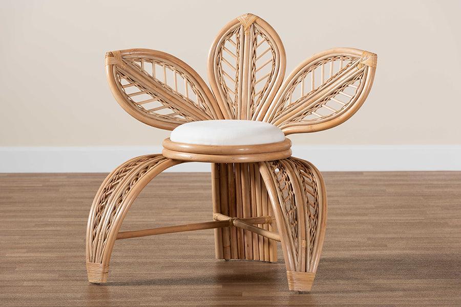 bali & pari Gresham Modern Bohemian Natural Rattan Leaf Accent Chair FredCo
