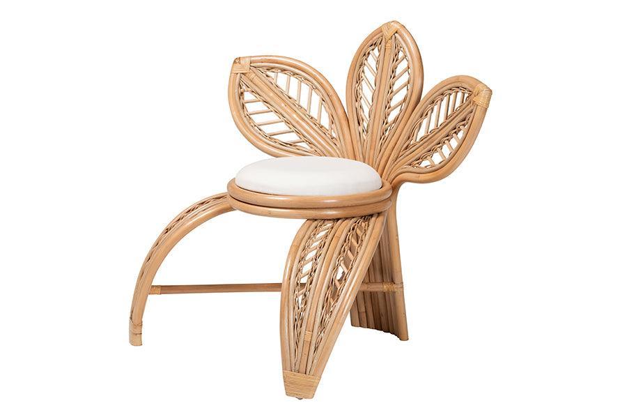 bali & pari Gresham Modern Bohemian Natural Rattan Leaf Accent Chair FredCo