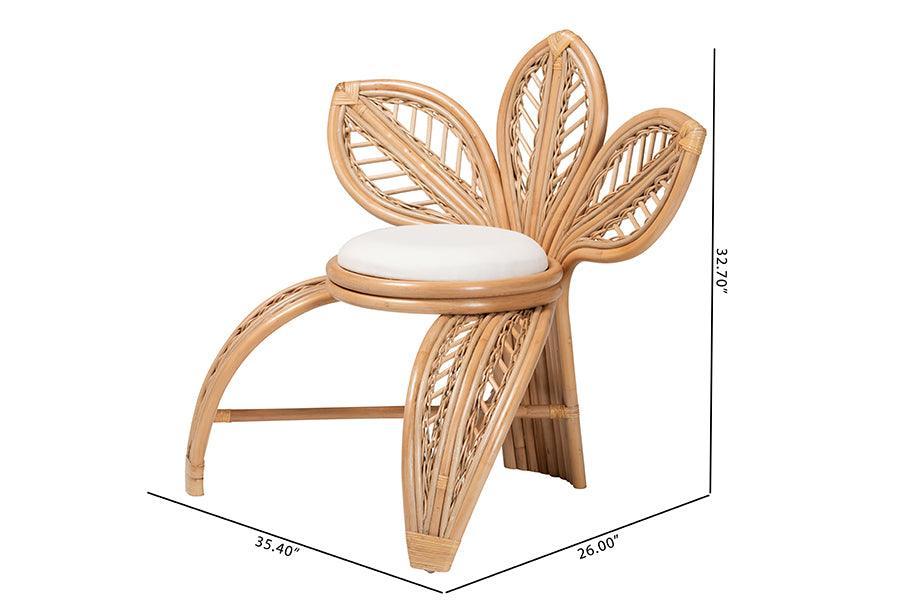 bali & pari Gresham Modern Bohemian Natural Rattan Leaf Accent Chair FredCo