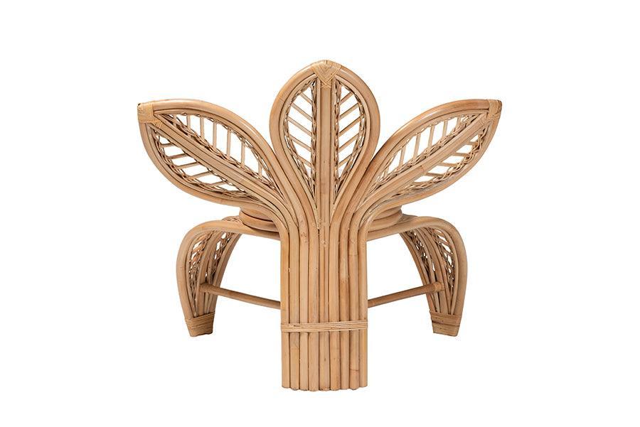 bali & pari Gresham Modern Bohemian Natural Rattan Leaf Accent Chair FredCo