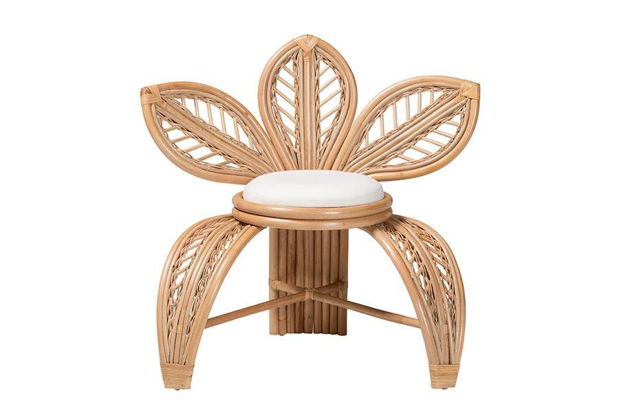 bali & pari Gresham Modern Bohemian Natural Rattan Leaf Accent Chair FredCo