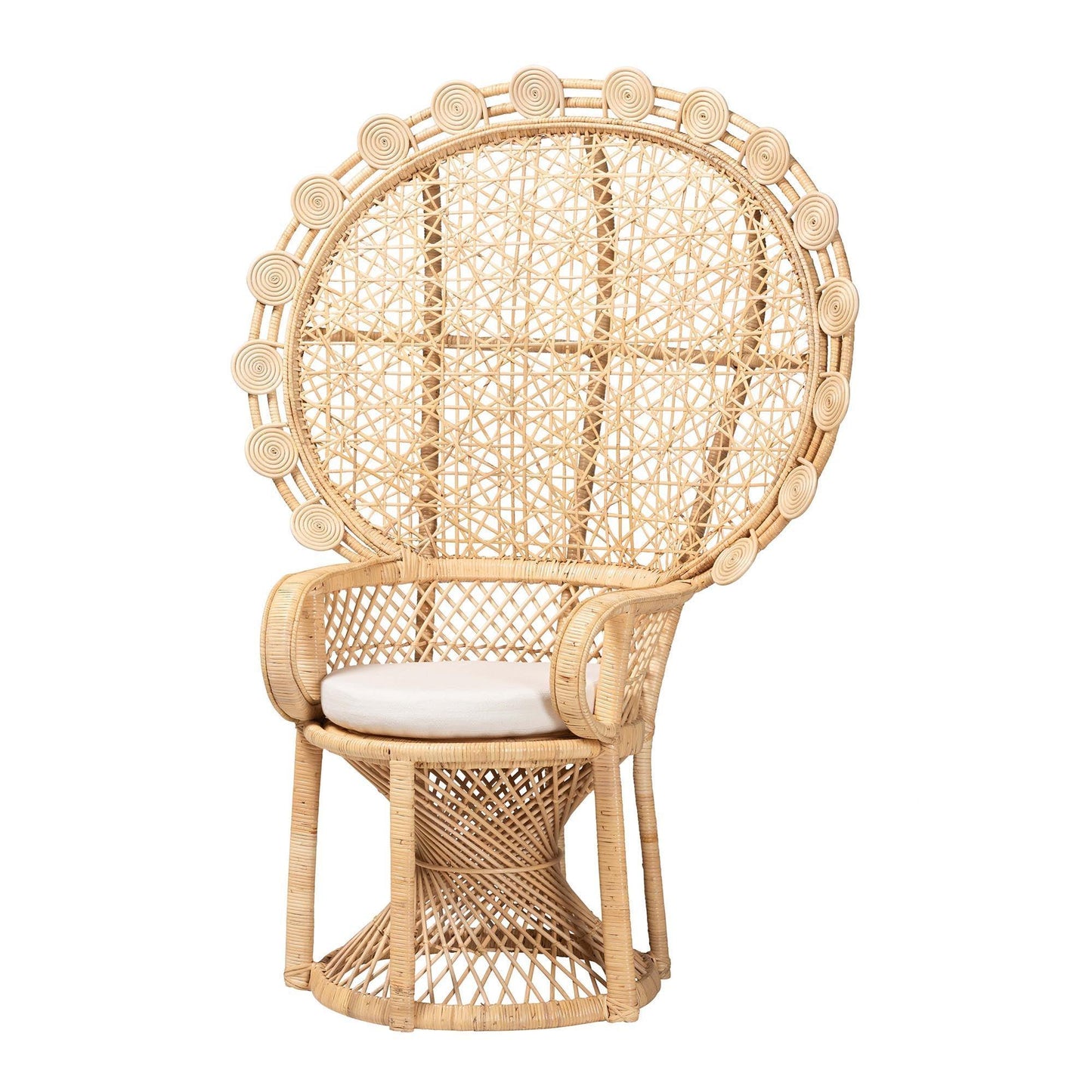 bali & pari Hecate Modern Bohemian Natural Brown Rattan Peacock Chair FredCo