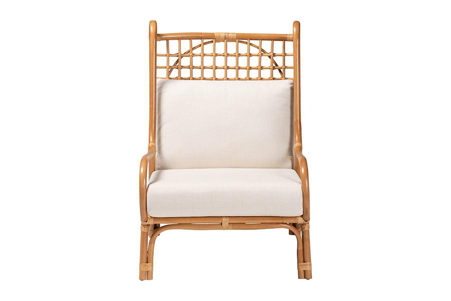 bali & pari Helina Bohemian Light Honey Rattan Accent Chair FredCo