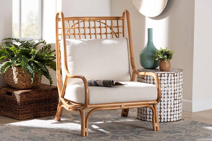 bali & pari Helina Bohemian Light Honey Rattan Accent Chair FredCo