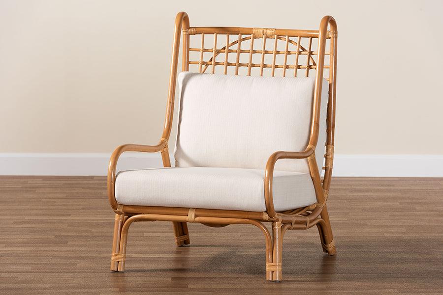 bali & pari Helina Bohemian Light Honey Rattan Accent Chair FredCo