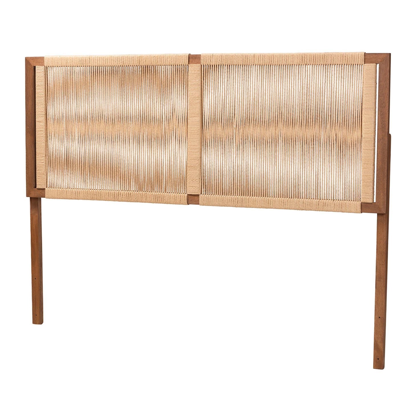 bali & pari Holitz Modern Bohemian Walnut Brown Finished Bayur Wood Queen Size Headboard FredCo