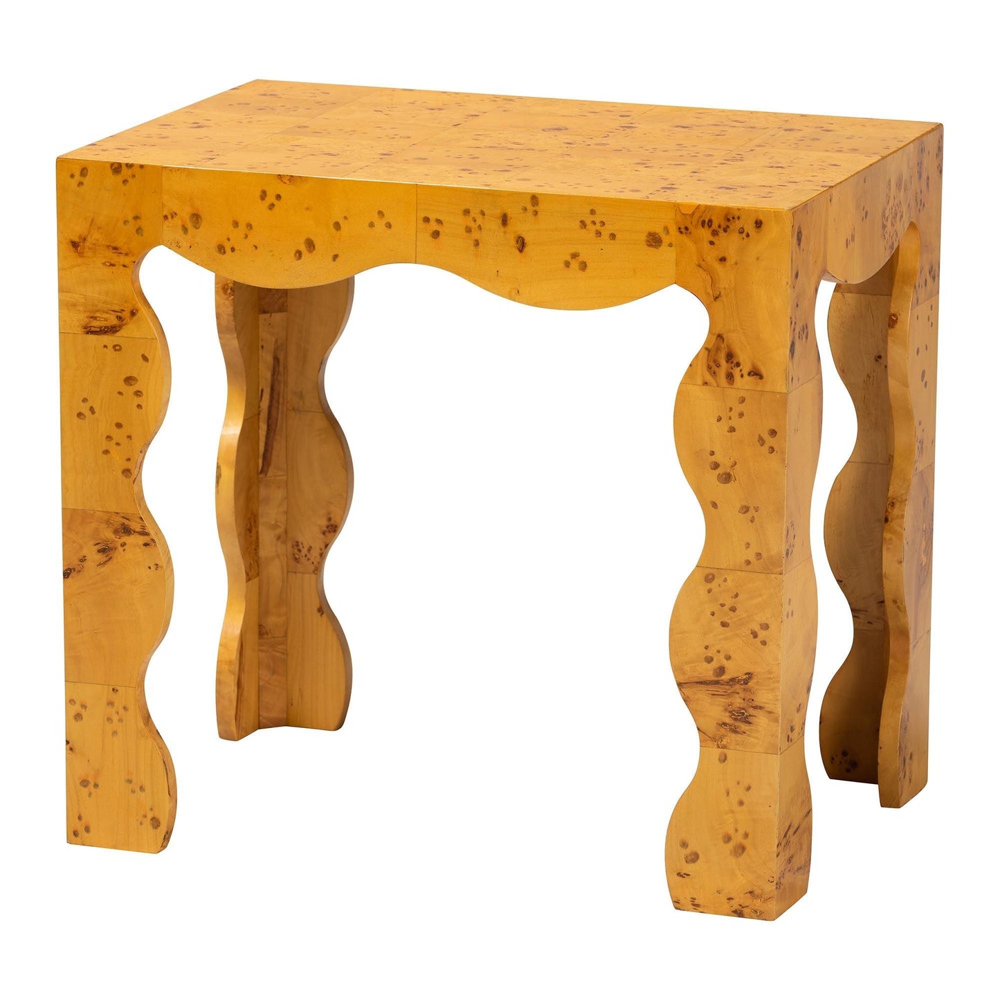 bali & pari Huxley Modern and Contemporary Natural Real Burl Wood End Table FredCo