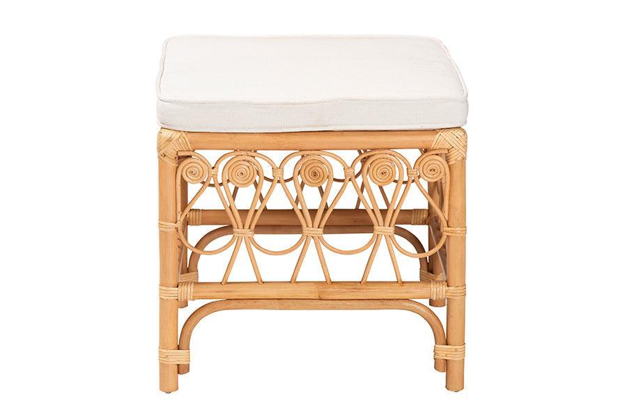 bali & pari Ibiza Modern bohemian Natural Brown Rattan Footstool FredCo