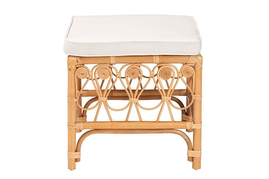 bali & pari Ibiza Modern bohemian Natural Brown Rattan Footstool FredCo