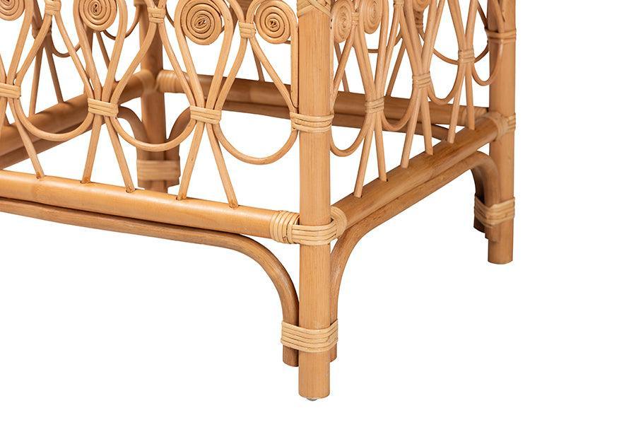 bali & pari Ibiza Modern bohemian Natural Brown Rattan Footstool FredCo