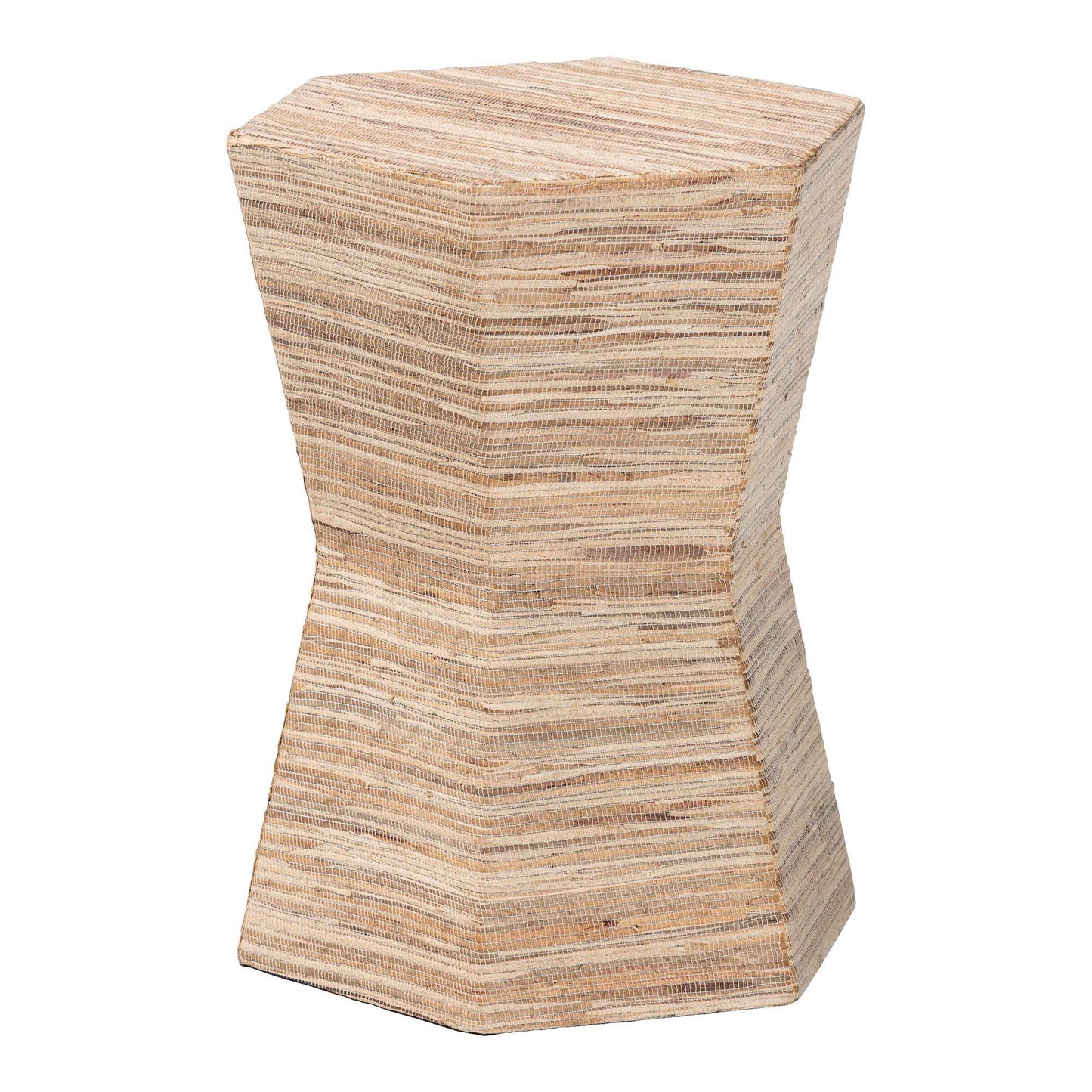 bali & pari Idana Bohemian Woven Grasscloth Hourglass End Table FredCo