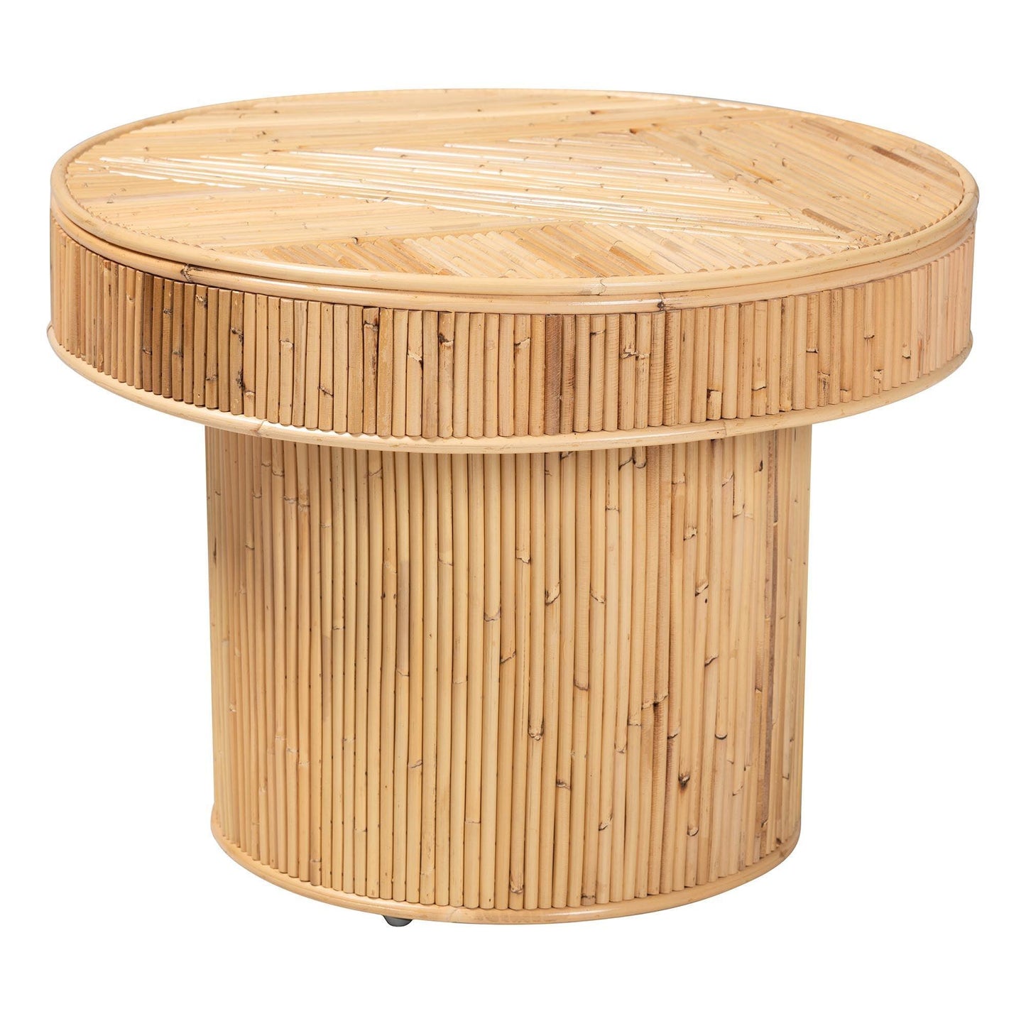 bali & pari Iryna Modern Bohemian Natural Rattan End Table FredCo