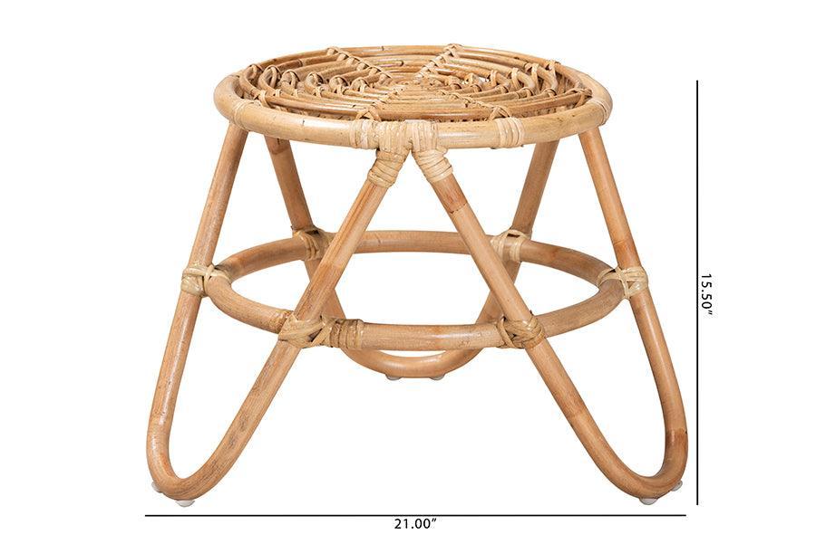bali & pari Jacinda Modern Bohemian Natural Brown Rattan End Table FredCo