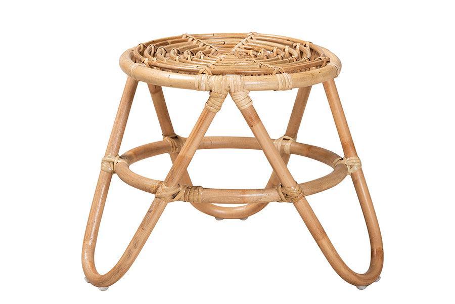 bali & pari Jacinda Modern Bohemian Natural Brown Rattan End Table FredCo