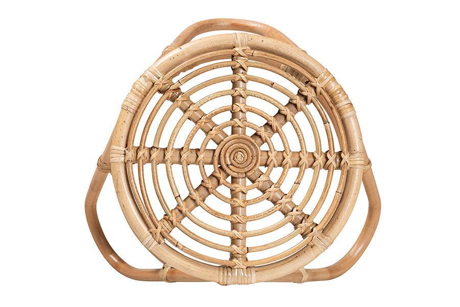 bali & pari Jacinda Modern Bohemian Natural Brown Rattan End Table FredCo