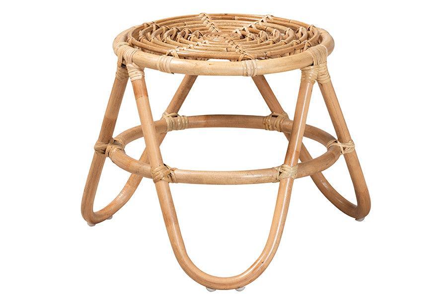 bali & pari Jacinda Modern Bohemian Natural Brown Rattan End Table FredCo