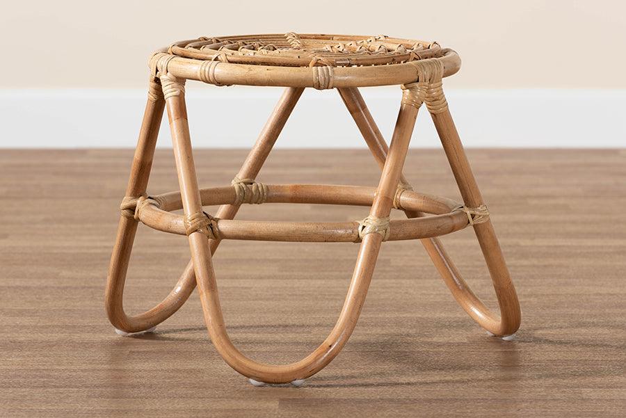 bali & pari Jacinda Modern Bohemian Natural Brown Rattan End Table FredCo