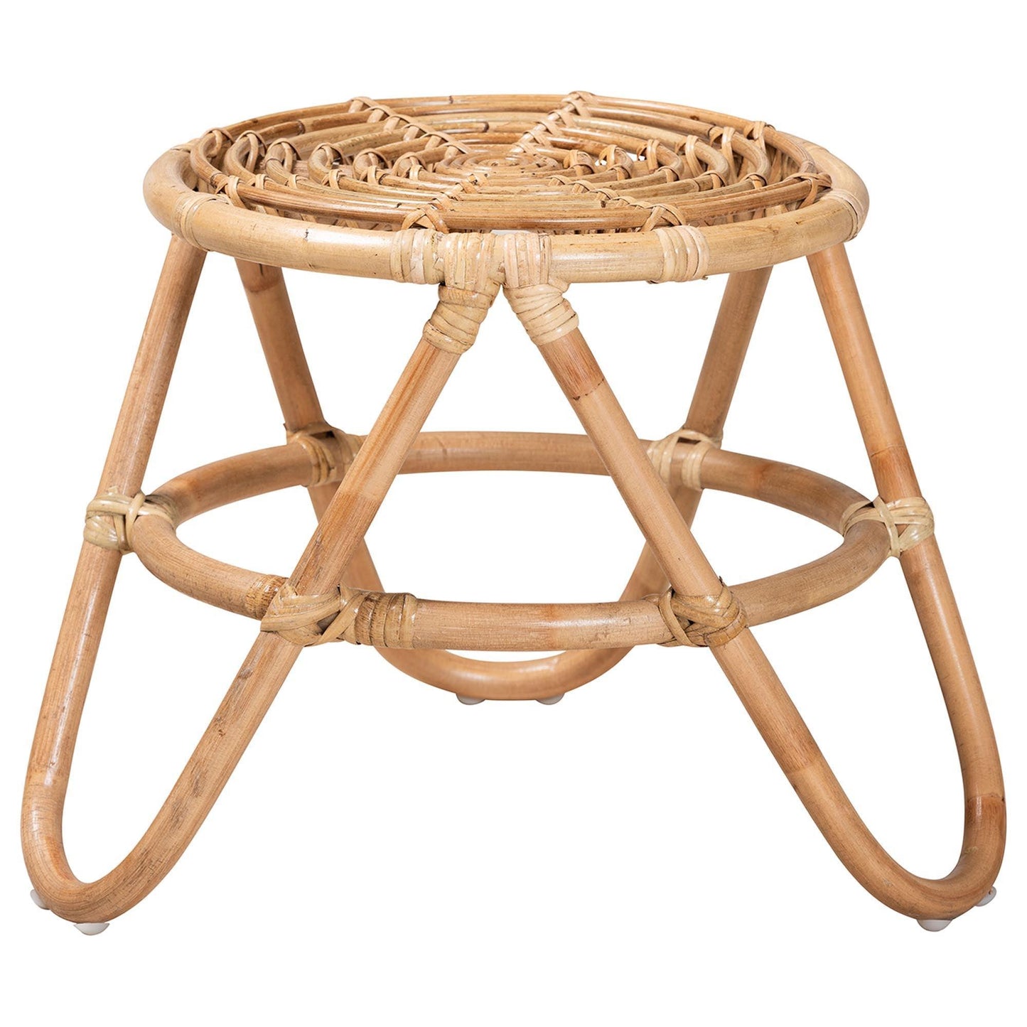 bali & pari Jacinda Modern Bohemian Natural Brown Rattan End Table FredCo