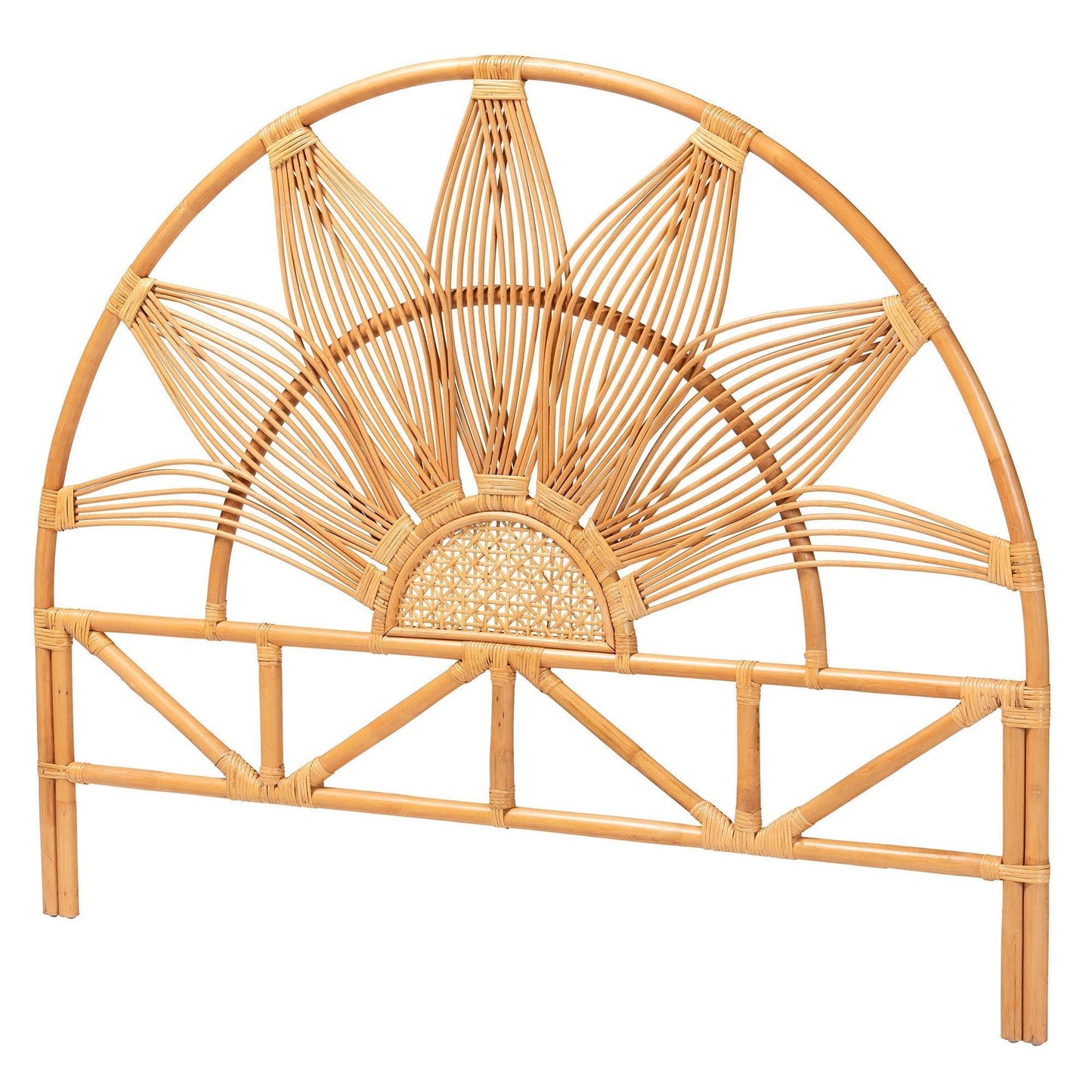 bali & pari Jasmine Modern Bohemian Natural Rattan King Size Standalone Headboard FredCo
