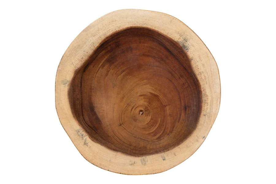 bali & pari Jia Suar Wood End Table - Handcrafted Side Table with Live Edge Round Top and Tapered Legs, Rustic Boho Accent Furniture for Living Room, Bedroom, or Patio FredCo