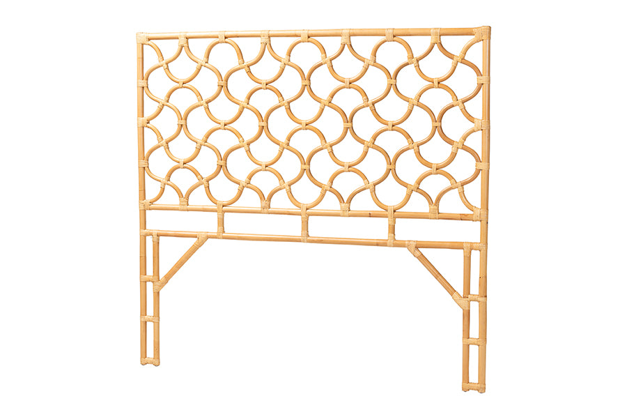 bali & pari Kalcya Bohemian Natural Rattan Queen Size Standalone Headboard FredCo