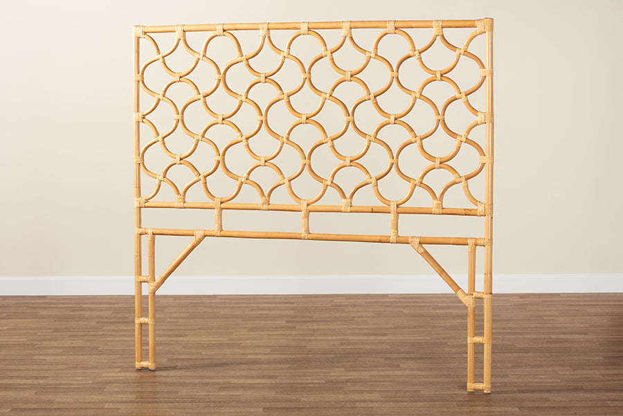 bali & pari Kalcya Bohemian Natural Rattan Queen Size Standalone Headboard FredCo