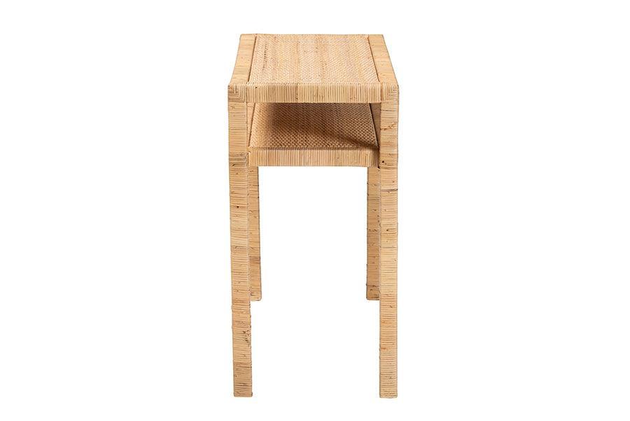 bali & pari Kalimantan Bohemian Light Honey Rattan and Acacia Wood Console Table FredCo