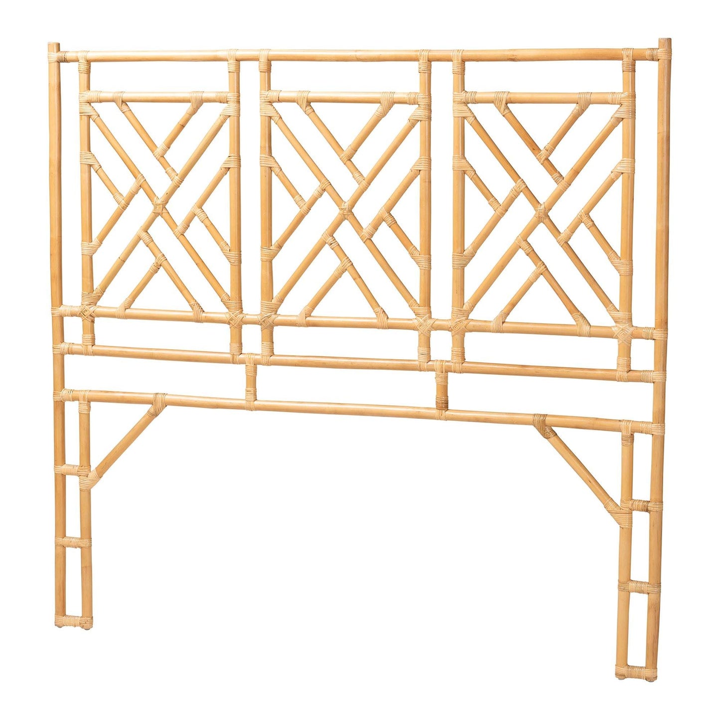 bali & pari Karavo Bohemian Natural Rattan Queen Size Standalone Headboard FredCo