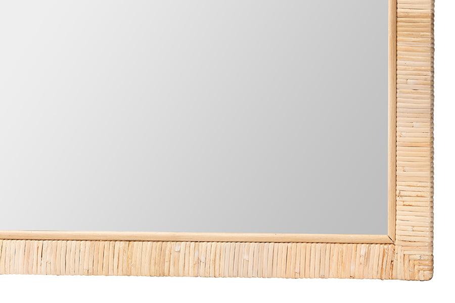 bali & pari Lankston Bohemian Natural Rattan Square Accent Wall Mirror FredCo