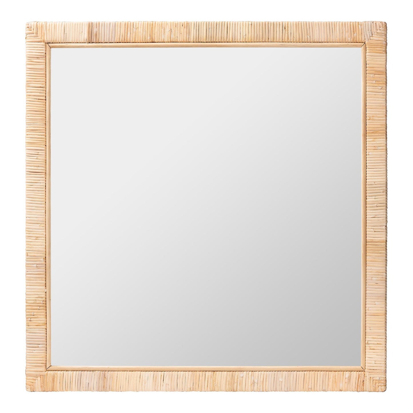 bali & pari Lankston Bohemian Natural Rattan Square Accent Wall Mirror FredCo