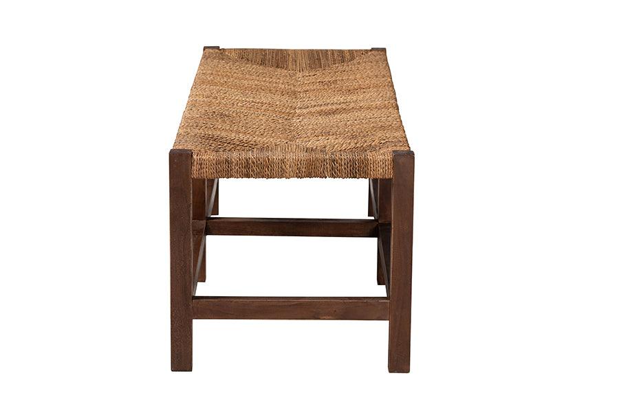 bali & pari Liza Bohemian Natural Seagrass and Wood Accent Bench FredCo