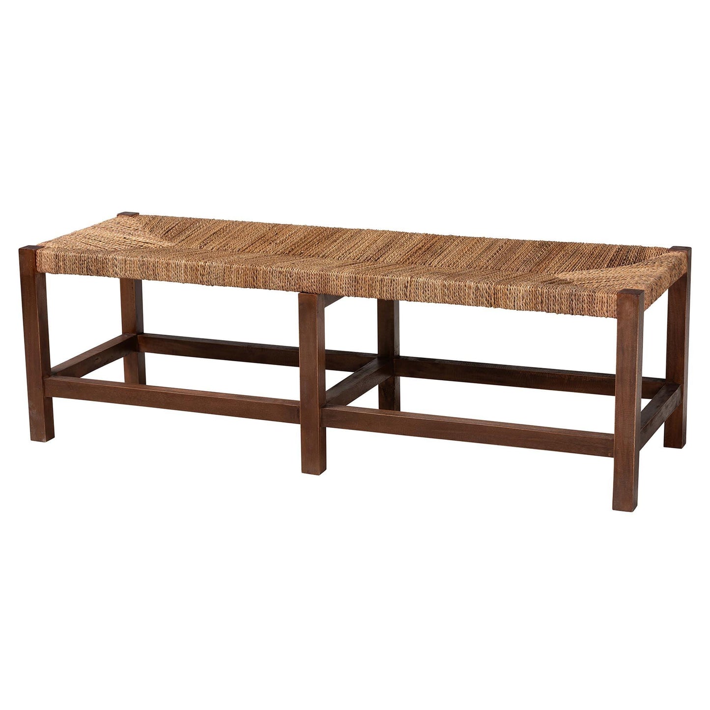 bali & pari Liza Bohemian Natural Seagrass and Wood Accent Bench FredCo