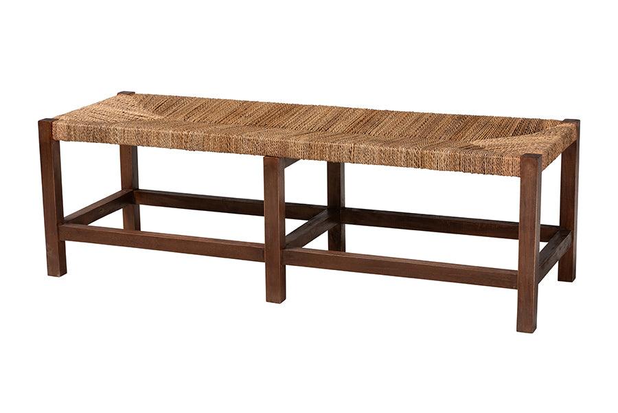 bali & pari Liza Bohemian Natural Seagrass and Wood Accent Bench FredCo