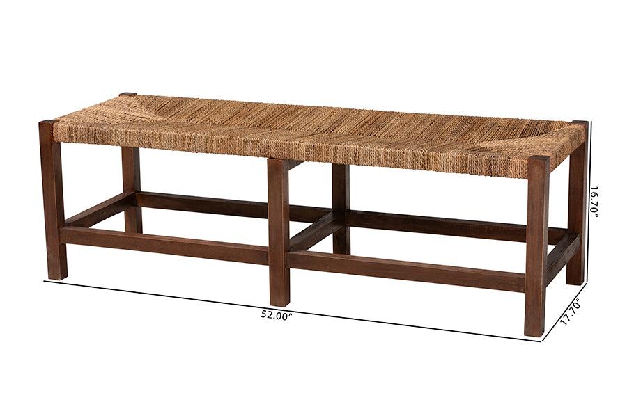 bali & pari Liza Bohemian Natural Seagrass and Wood Accent Bench FredCo