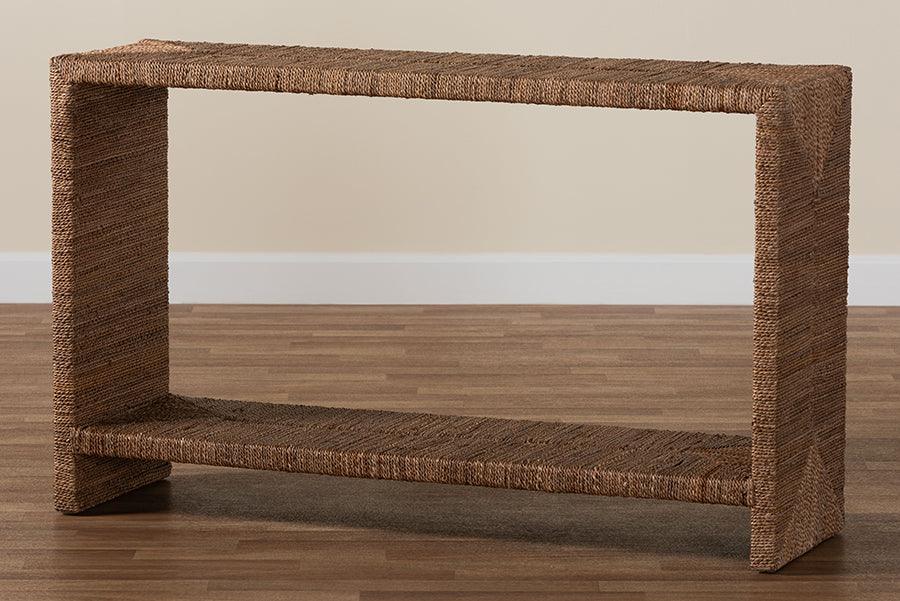 bali & pari Liza Bohemian Natural Seagrass Console Table FredCo